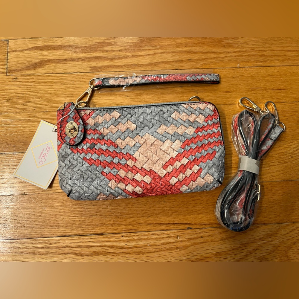 Jen & co 3 pc Woven Wristlet crossbody or Clutch purse